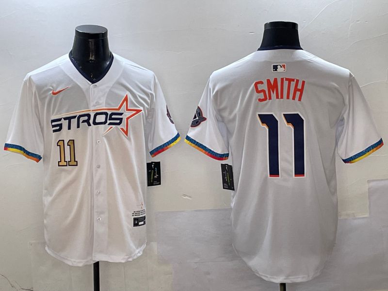 Men Houston Astros #11 Smith White Fourth generation Joint Name 2025 Nike MLB Jersey style 9